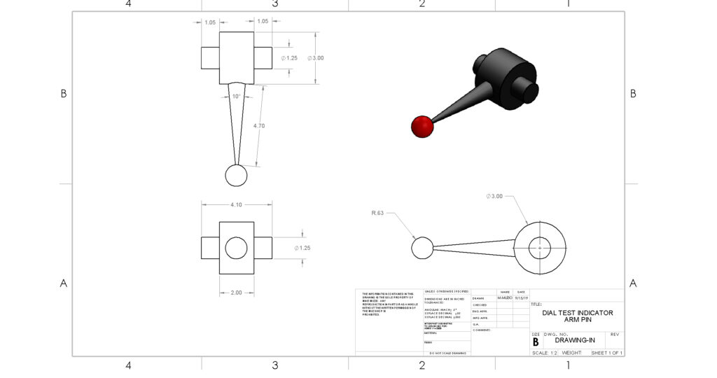 Dial Indicator Pin Arm Schematic